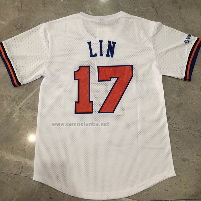 Camiseta Corta Manga New York Knicks Jeremy Lin NO 17 Blanco